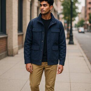 NEW FREE ASSEMBLY Men’s Dark Navy Utility Lightweight Spring Jacket
